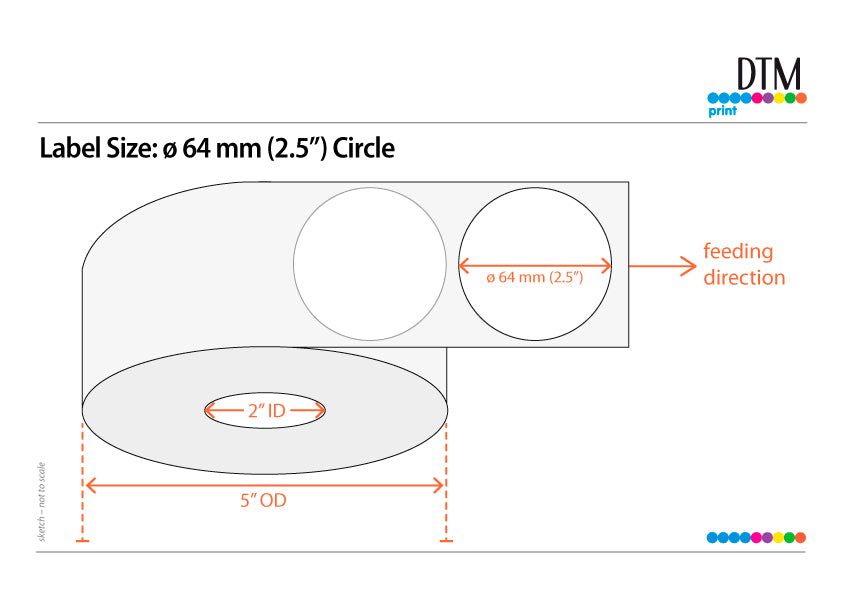 DTM Paper High Gloss 2.5" Circle, 2"/5" Dia