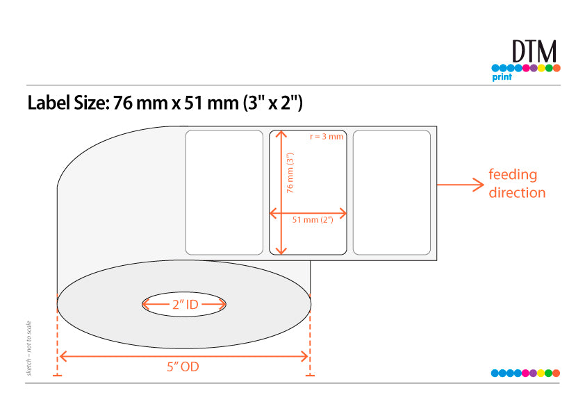 DTM Poly White Gloss 3" x 2", 2"/5" Dia