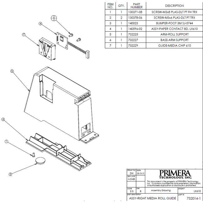 Right Media Roll Guide (LX600e/LX610e)