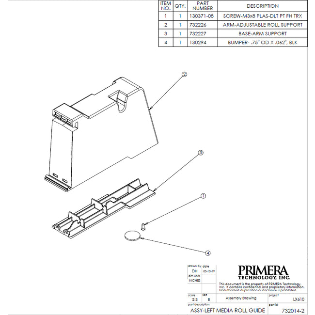Left Media Roll Guide (LX600e/LX610e)